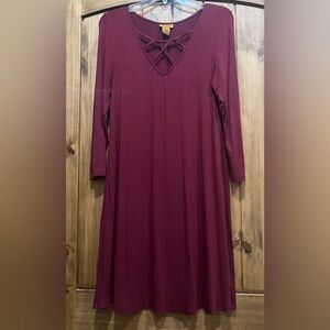 Wrangler Burgundy Long Sleeve Dress